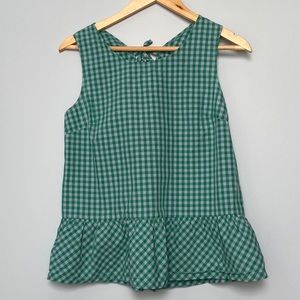 J crew turquoise gingham sleeveless tie top